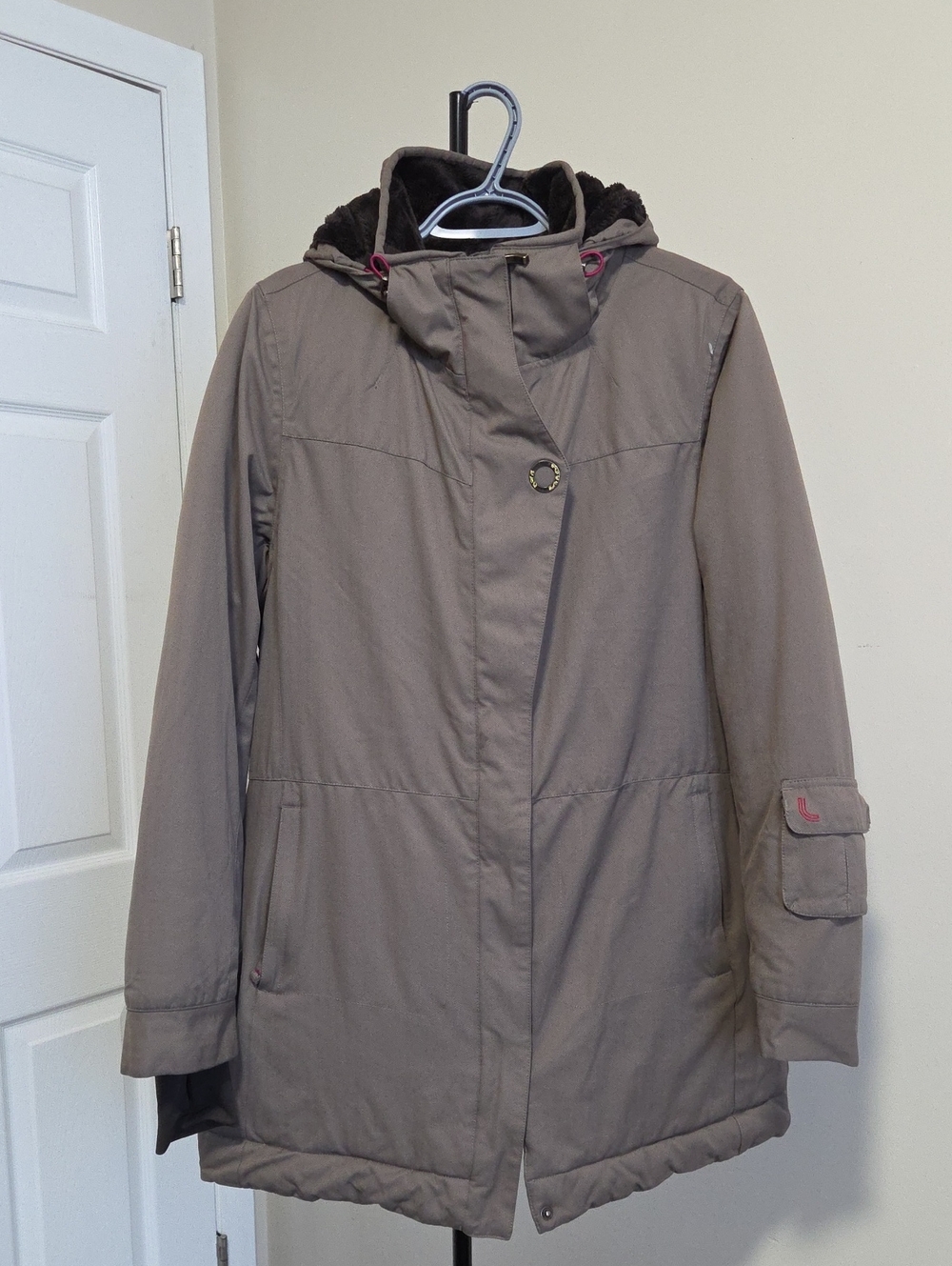 Lole Taupe Hooded Puffer Coat